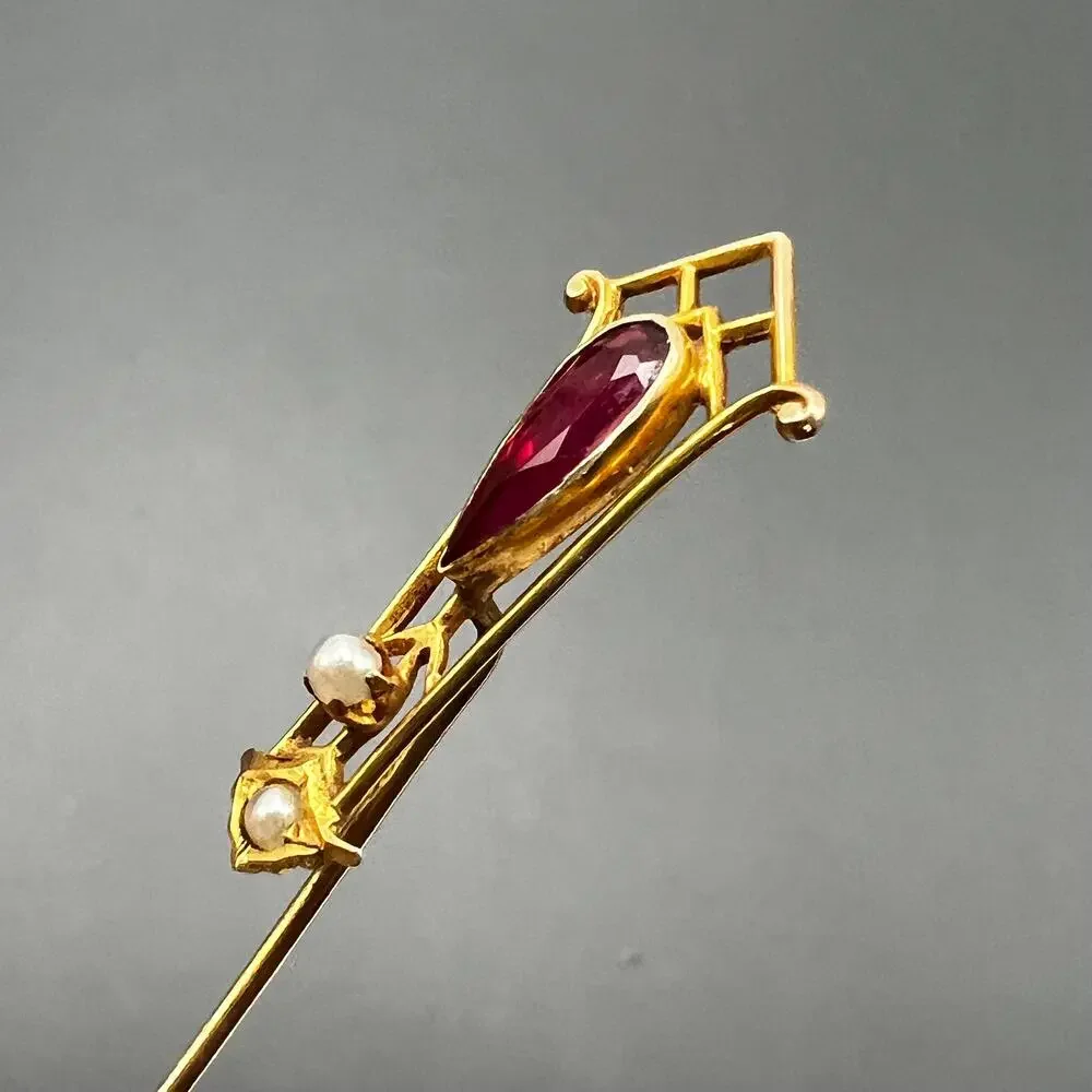 Antique Victorian 10kt Gold Paste Stone Stick Pin